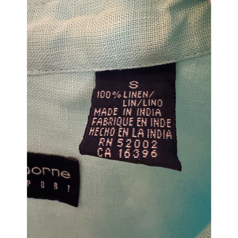 Liz Claiborne Linen Button Down Shirt Women’s S Blue Coastal Beachy Lightweight - Picture 6 of 8